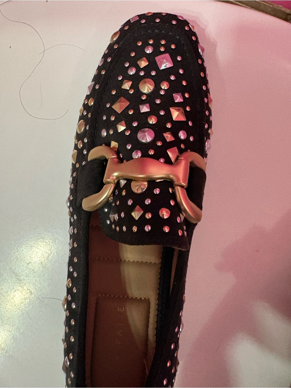 Kelly & Katie Black Studded Loafers with Mixed Metal Accents - Picture 4 of 6